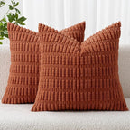 MIULEE Pack of 2 Corduroy Decorative Throw Pillow Covers 18x18 Inch Soft Boho by MIULEE