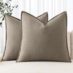MIULEE Decorative Linen Pillow Covers 20x20 Inch Tan TaupeBoho Farmhouse by MIULEE