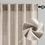 MIULEE Natural Linen Curtains 96 Inches Long 2 Panels - Image 2