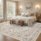Area Rugs 9x12 Living Room Rug: Washable Rug Soft Vintage Distressed Floral - Image 4
