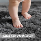 Shag Area Rug for Bedroom 3x5, Deep Grey Fluffy Area Rugs for Living Room - Image 2