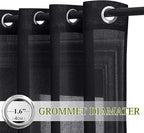 NICETOWN Black Curtains Linen Sheer Textured, Grommet Semi Sheer Linen Blend - Image 2
