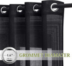NICETOWN Natural Flax Sheer Linen Curtains Grommet Top, Semitransparent - Image 2