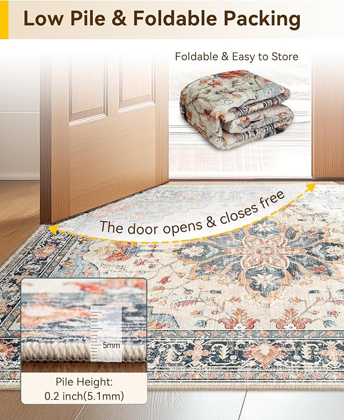 Area Rugs 2'6''x5' Runner Rug Non Slip Washable - Image 4