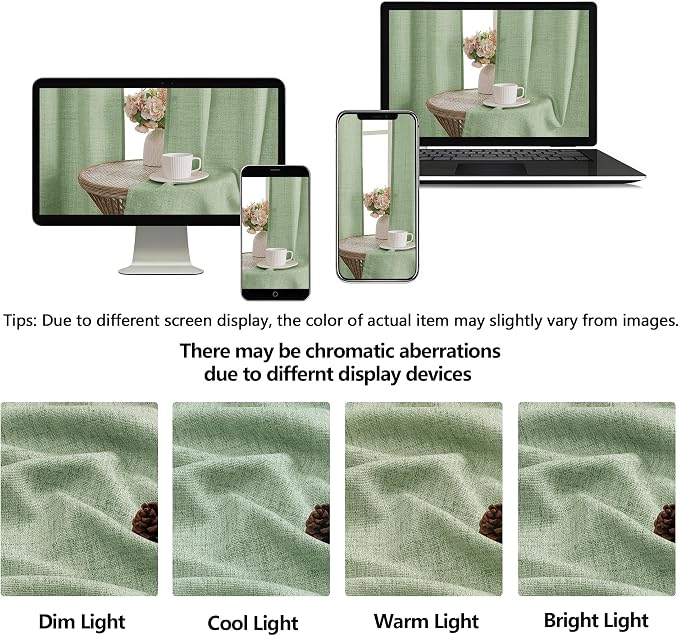 OWENIE Light Green Valances for Windows 1 Pcs, Light Filtering Textured - Image 9