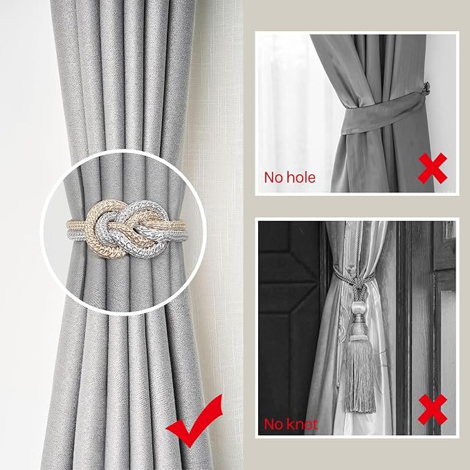 NICEEC 2 Pack Mini Magnetic Curtain Tiebacks Nordic Simple Style Drape Tie - Image 2