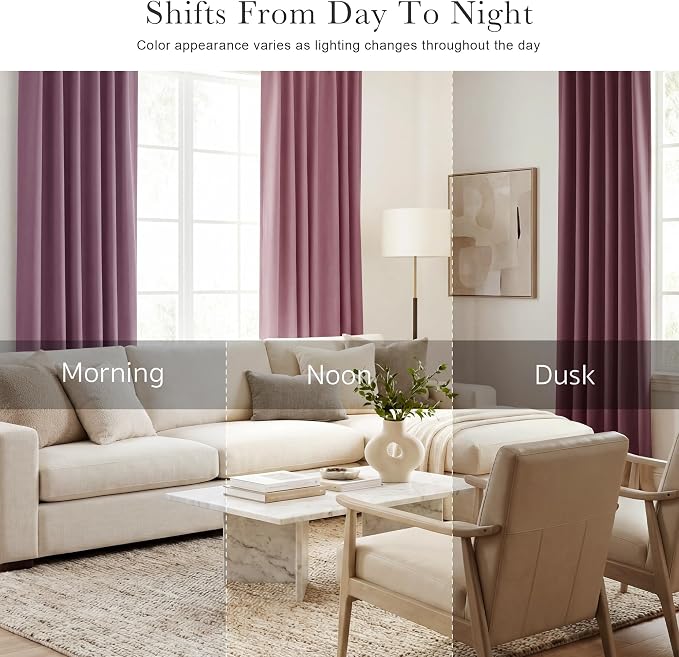 PONY DANCE - Window Curtains - 42 inch W by 45 L Dusty Rose Thermal Insulated - Image 7