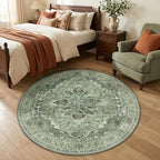 RELEANY Area Rugs 4ft Washable Non-Slip, Floral Vintage Distress Print Pattern - Image 3