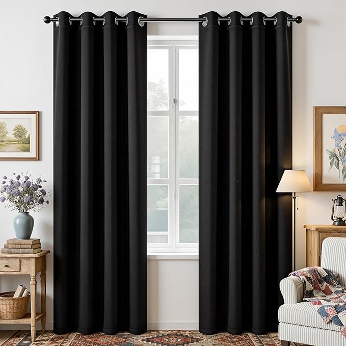 Joydeco Blackout Curtains 90 Inches Long, Room Darkening Grommet Drapes by JOYDECO