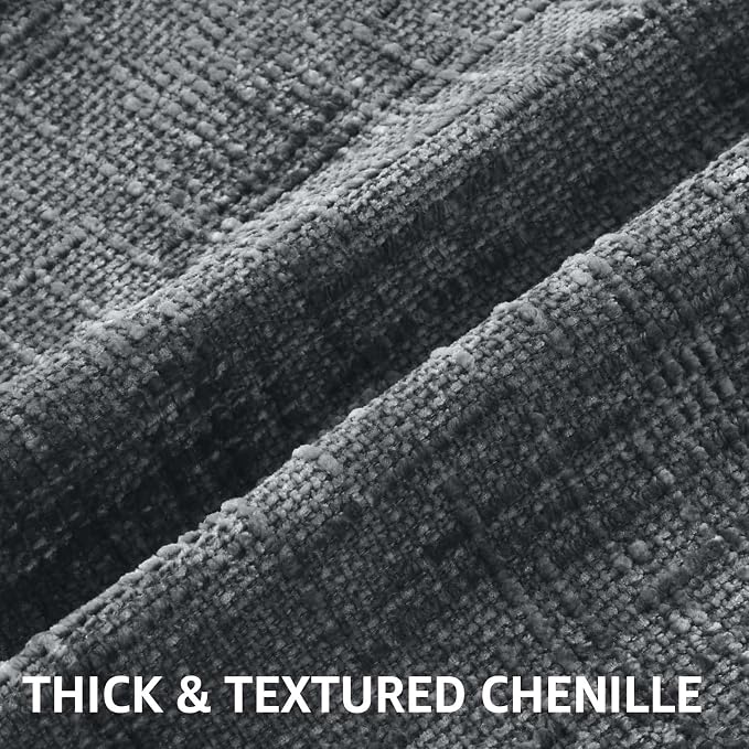 decorUhome Dark Grey Chenille Throw Pillow Covers 20x20 Set of 2 Textured Soft - Image 2