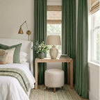 RYB HOME Olive Green 100% Blackout Linen Curtains 102 inches Long, Luxury - Image 2