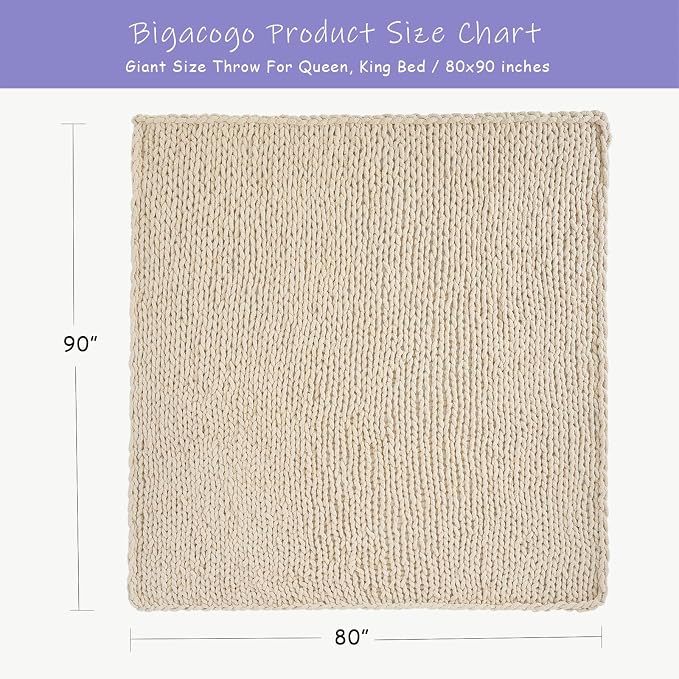 Bigacogo Chunky Knit Throw Blanket - Image 2