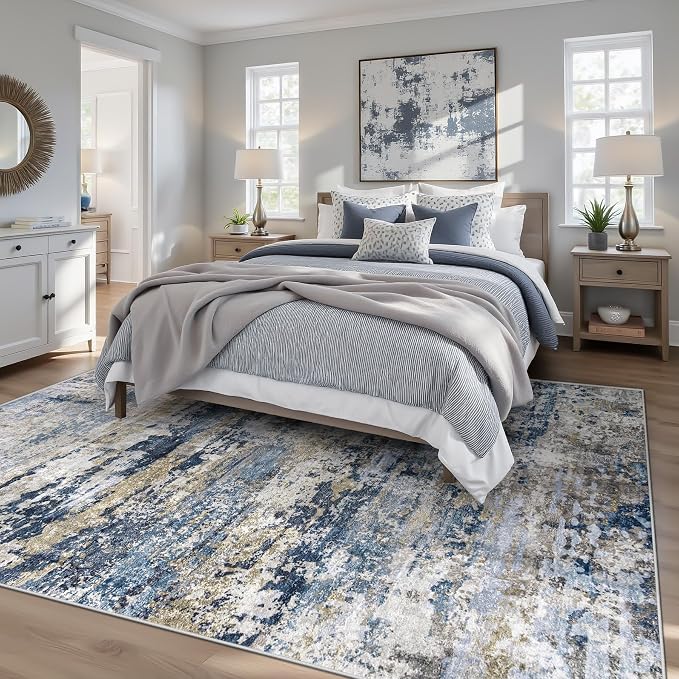 Area Rugs 6x9 for Living Room: Washable Rug Modern Abstract Neutral Soft - Image 2