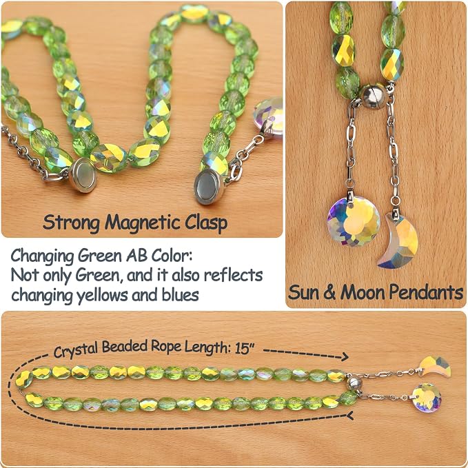 PEDOBO Magnetic Curtain Tiebacks, 2 Pack Crystal Beaded Sun & Moon Pendants - Image 3
