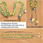 PEDOBO Magnetic Curtain Tiebacks, 2 Pack Crystal Beaded Sun & Moon Pendants - Image 3