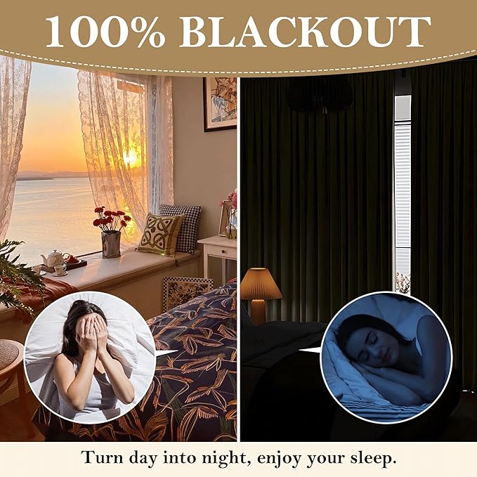 RYB HOME 100% Blackout Linen Curtains 84 inches Long 2 Panels Set, Thermal - Image 4