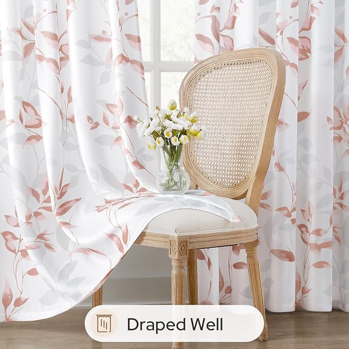 HOMEIDEAS Non-See-Through Pink and White Privacy Sheer Curtains 52 X 96 Inches - Image 4