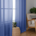 Simplebrand Royal Blue Sheer Curtains 84 Inches Long 2 Panels, Light Filtering - Image 4