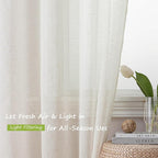 Simplebrand Natural Linen Textured Sheer Curtains 72 inches Long 2 Panels - Image 2