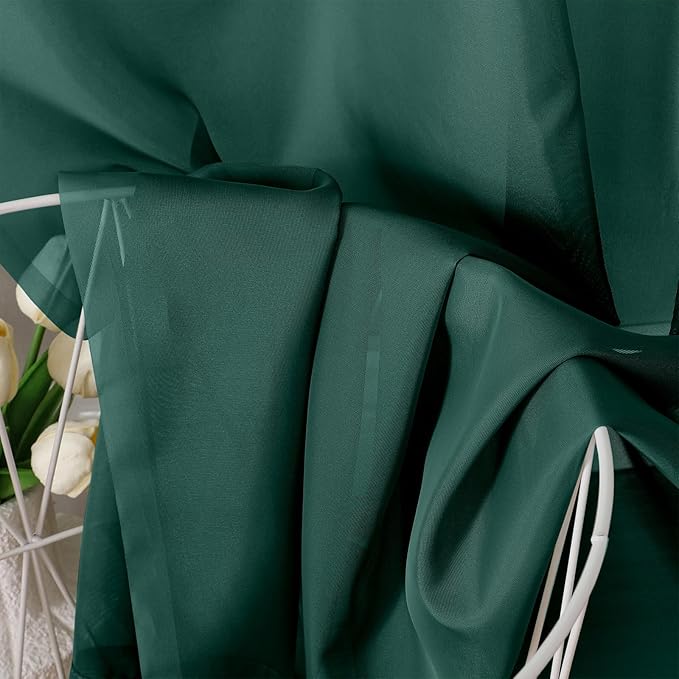 OVZME Hunter Green Sheer Curtains 84 Inches Long 2 Panels - Image 4
