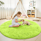 OLANLY Lime Green Round Rugs for Bedroom - Image 2