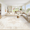 Area Rug 9x12 Washable Rug, Vintage Boho Medallion Rugs Non-Slip Soft Low Pile by VECARF
