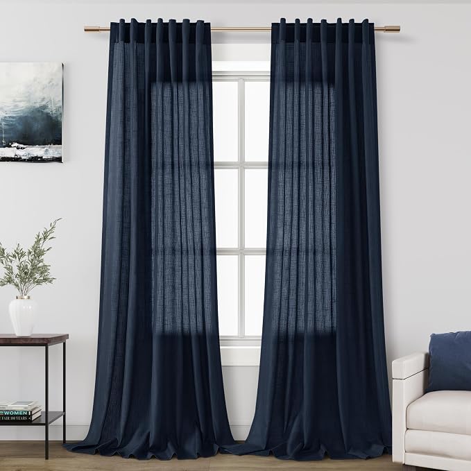 Navy Blue Curtains 84 inch Length by Nanspring