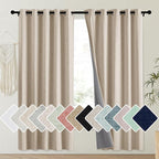 NICETOWN Cream 100% Blackout Linen Curtains 72 inch Long Burg by NICETOWN