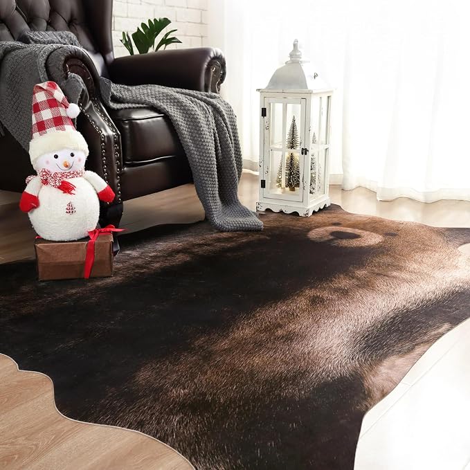 AROGAN Premium Bear Print Rug 6.2x7 Feet, Machine Washable Faux Fur Rug - Image 4