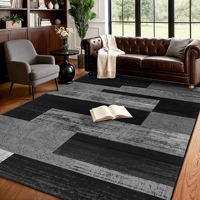 LIANLAM 5x7 Washable Area Rugs for Living Room and Bedroom, Vintage Checkered by LIANLAM