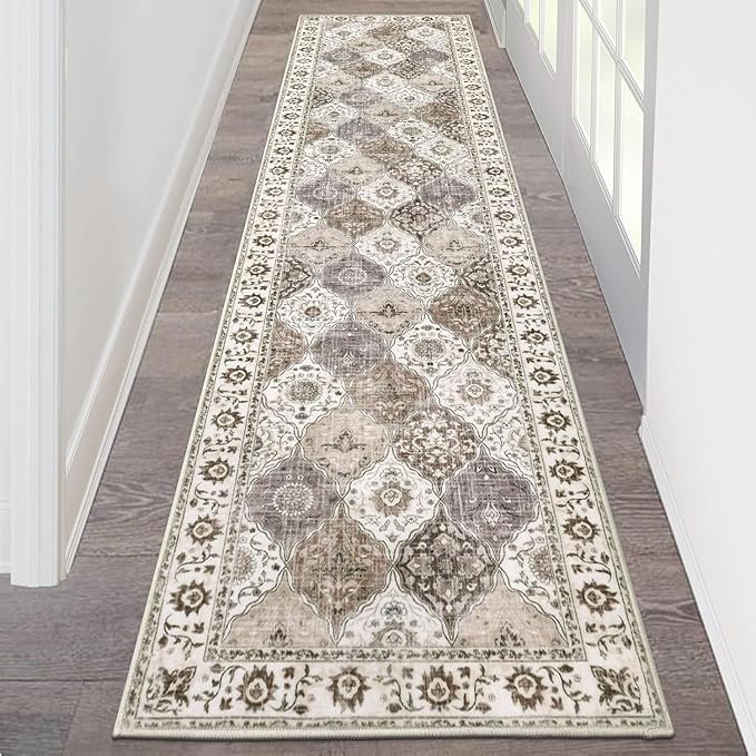 HEBE Hallway Runner Rug 2'x8' Washable Vintage Distressed Area Rugs Non Slip by HEBE