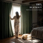 RYB HOME Forest Green 100% Blackout Linen Curtains 96 Length 52 Width, Privacy - Image 3