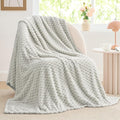 BEDELITE Fleece Blanket Twin for Bed Couch, 3D Jacquard Decorative Light Grey by BEDELITE