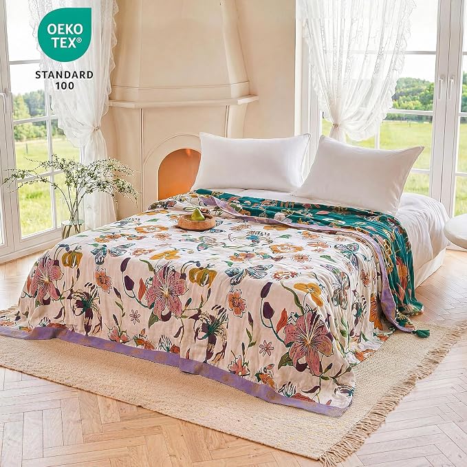 MSGKV Boho Throw Blanket 90"x108" Floral Blanket - Image 6