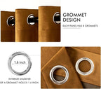 MIULEE Velvet Curtains Golden Brown Elegant Grommet Thermal Insulated - Image 2