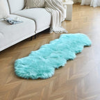 duduta Turquoise Blue Faux Sheepskin Runner Rugs 2x6 ft, Fluffy Shag Bedroom - Image 6