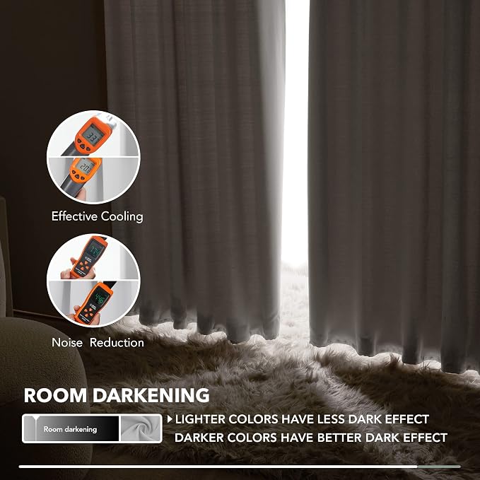 Deconovo Blackout Curtains, Thermal Insulated, W52 x L84 2 Panels, Back Tab - Image 7
