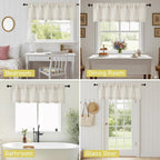 Natural Valances for Windows, Light Filtering Faux Linen Textured Small Short - Image 6