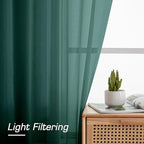 OWENIE Green Sheer Curtains 72 Inches Long 2 Panels Set - Image 2