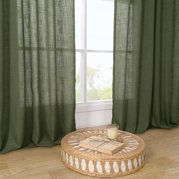 LAMIT Light Filtering Linen Curtains 68 inch - Image 9