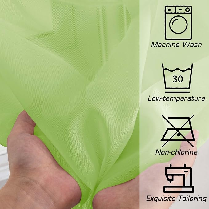 OWENIE Lime Sheer Curtains for Bedroom Living Room 90 Inches Long, Elegant - Image 5