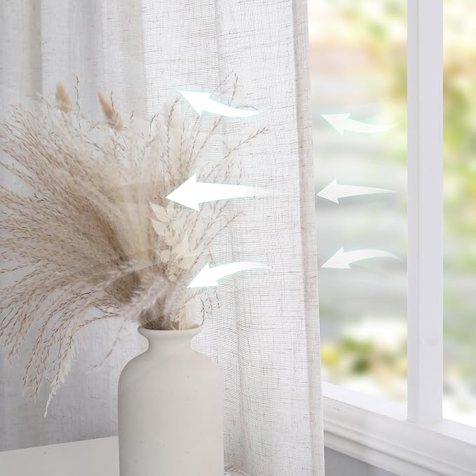 MYSKY HOME Country Curtains for Sliding Glass Door, Back Tab Semi Sheer Curtain - Image 4