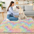 Small Fluffy Rainbow Colorful Area Rug - Image 2