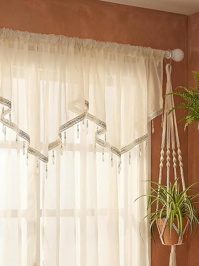 Molaxhome Swag Curtain 51 inch Length Rod Pocket Scalloped Curtain Valance - Image 6