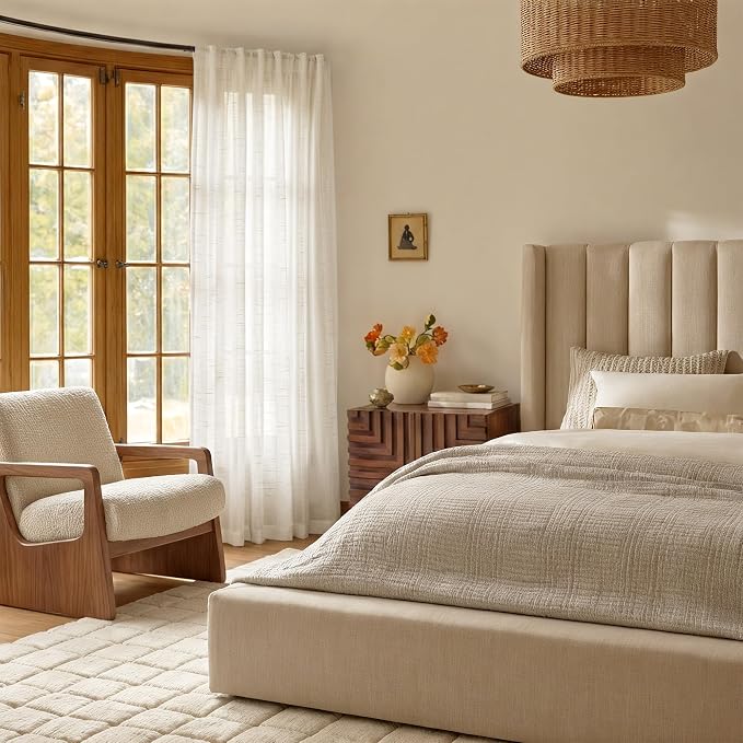 NICETOWN Semi Sheer Linen Curtains 84 inches Long 2 Panels Set - Image 8