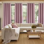 NICETOWN Pink Faux Linen Room Darkening Rod Pocket Curtains 63 inch Length - Image 4
