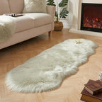 AMTOVO Faux Sheepskin Rug, Light Grey Ultra Soft Fluffy Shag Area Rug, 2 x 6 ft - Image 2