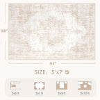Area Rug 5x7 Vintage Rugs: Washable Living Room Rug Retro Medallion Distressed - Image 2