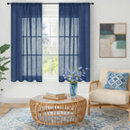 BGment Navy Blue Linen Curtains 48 Inch Length - Image 2