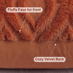 decorUhome Throw Pillow Covers 16x16 Inch Set of 2, Soft Plush Faux Wool Rust - Image 8